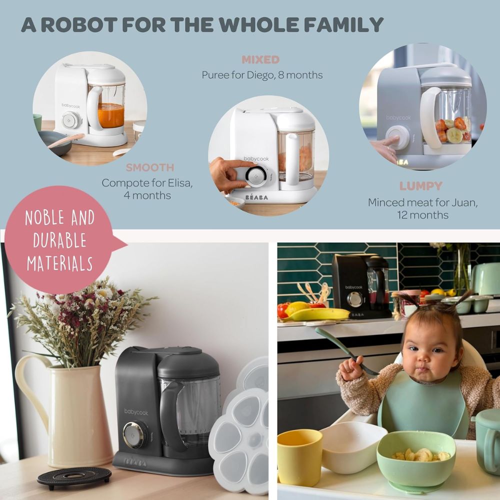 BEABA garintuvas trintuvas Babycook Solo 4 in 1 Dark Grey