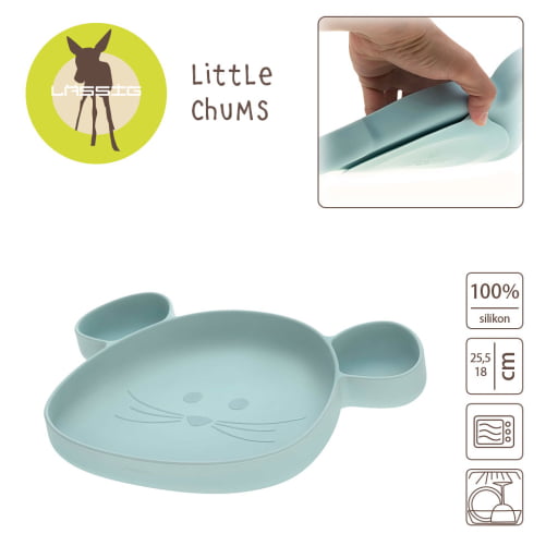 LASSIG prilimpanti silikoninė lėkštė "Little Chums Mouse Blue"
