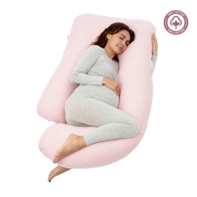 MOMCOZY nėštumo pagalvė su medvilnės užvalkalu Pink
