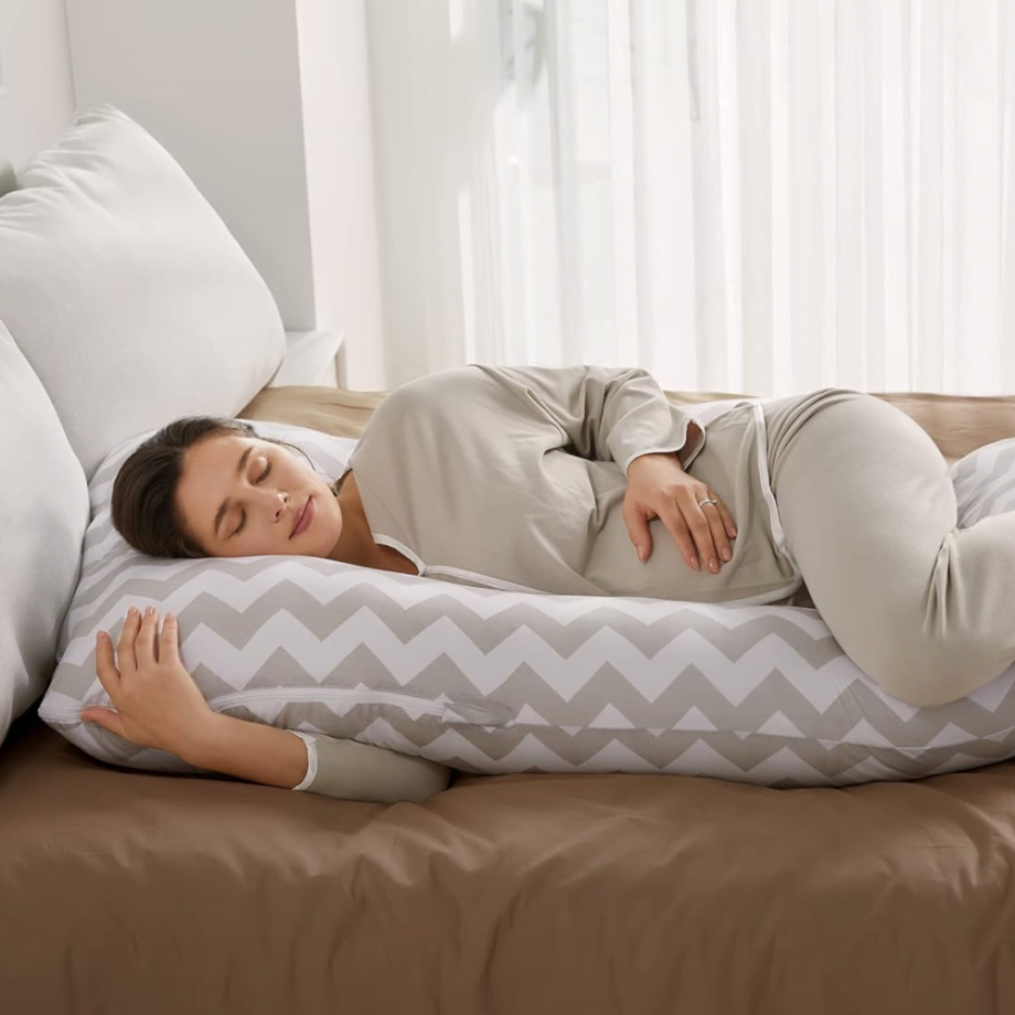 MOMCOZY nėščiosios pagalvė su medvilniniu užvalkalu Stripes