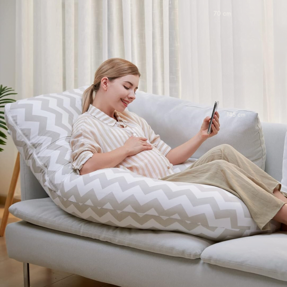 MOMCOZY nėščiosios pagalvė su medvilniniu užvalkalu Stripes