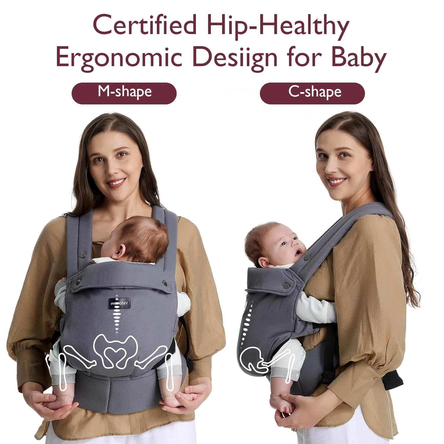 Momcozy ergonomiška nešioklė Cotton Grey