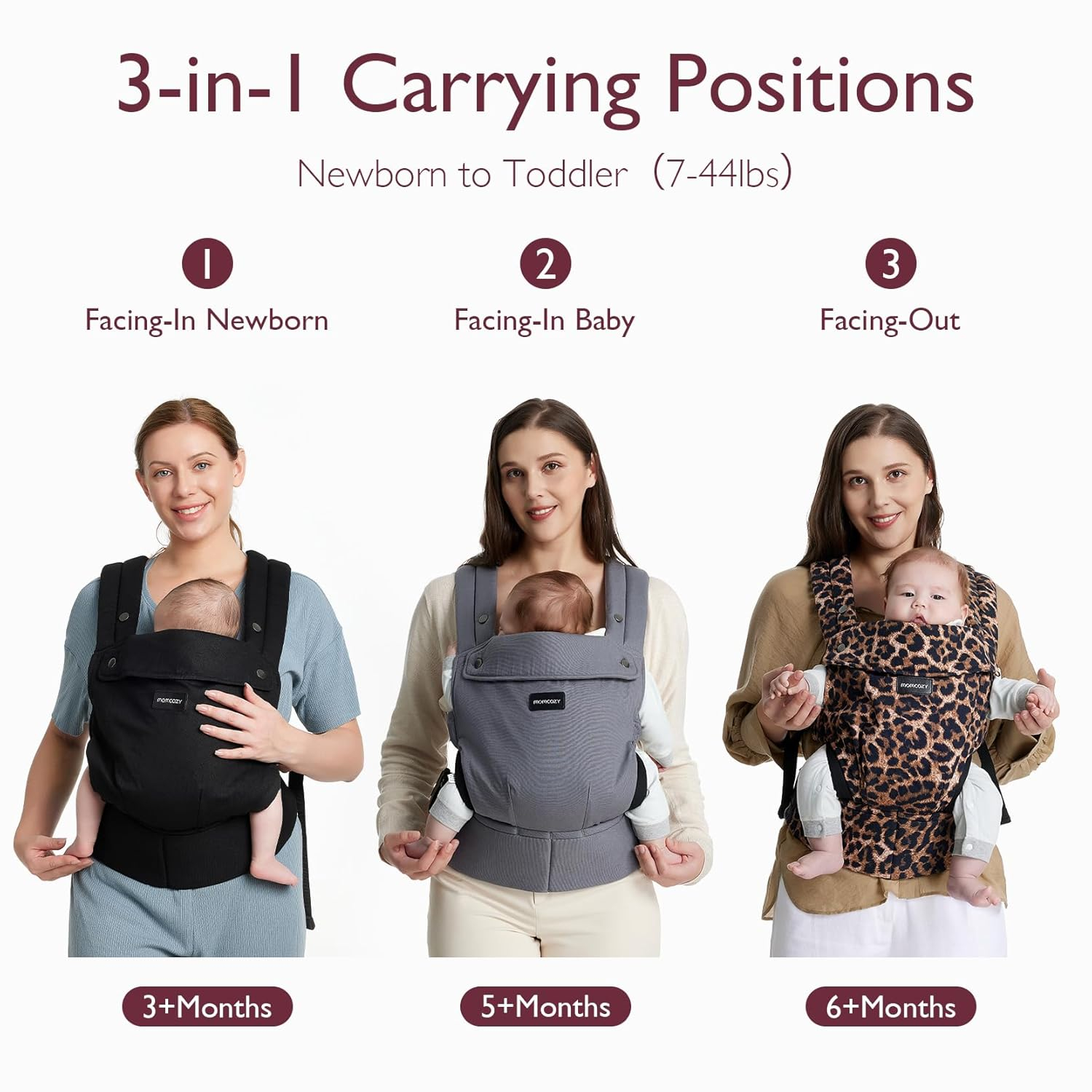 Momcozy ergonomiška nešioklė Cotton Grey