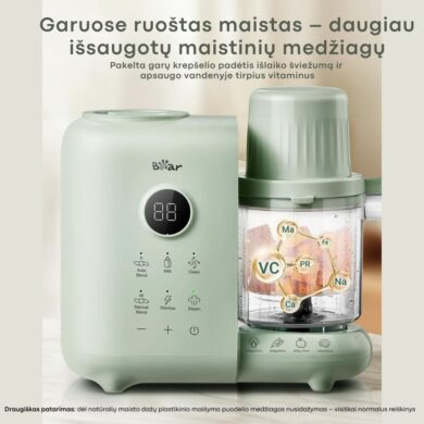BEAR 6in1 garintuvas trintuvas su savaiminio išsivalymo, sterilizavimo ir pieno šildymo funkcija