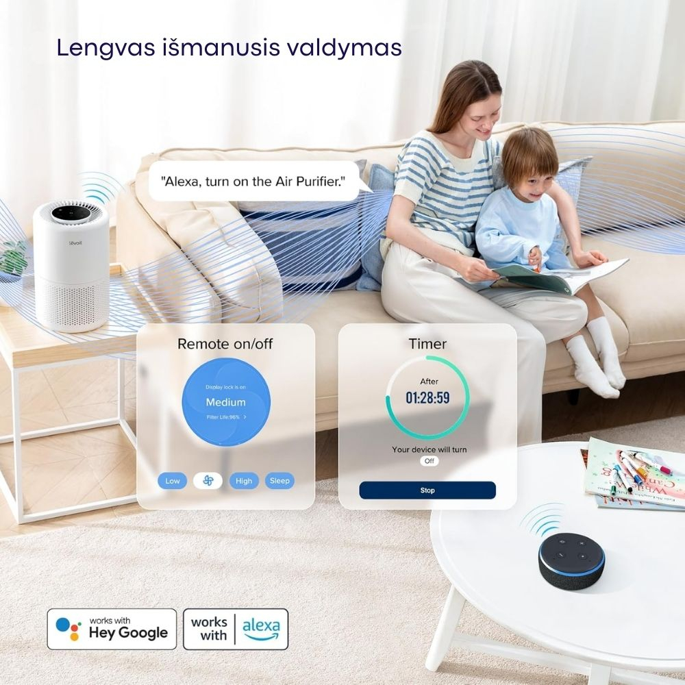 Levoit Core 200S Smart oro valytuvas su H13 HEPA filtru