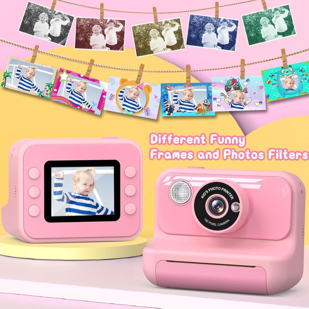 Vaikiškas momentinis fotoaparatas vaikams HangRui H3 Pink
