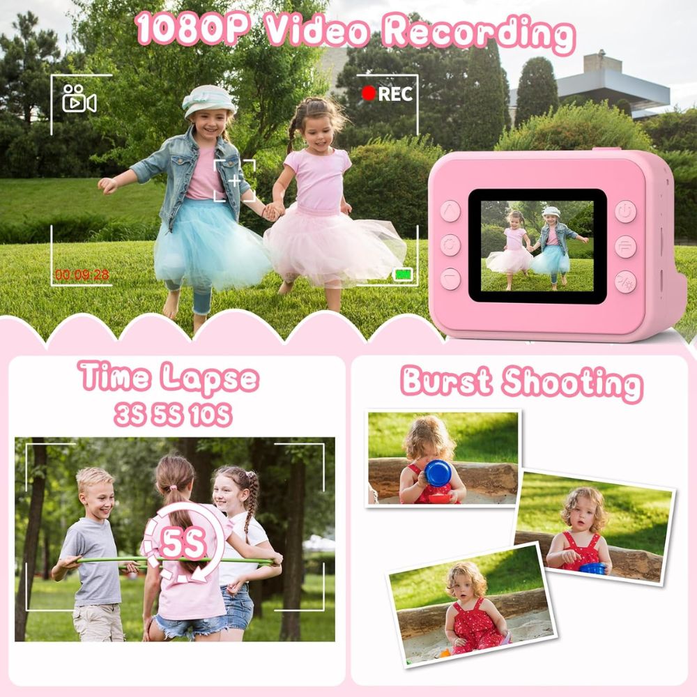 Vaikiškas momentinis fotoaparatas vaikams HangRui H3 Pink