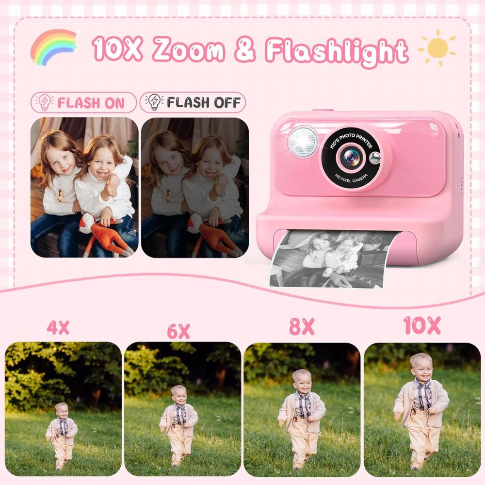 Vaikiškas momentinis fotoaparatas vaikams HangRui H3 Pink