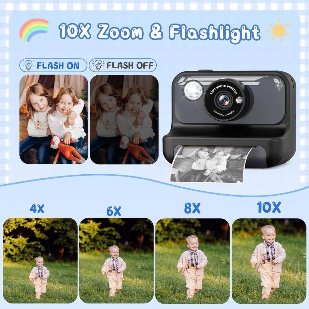 Vaikiškas momentinis fotoaparatas vaikams HangRui H3 Black