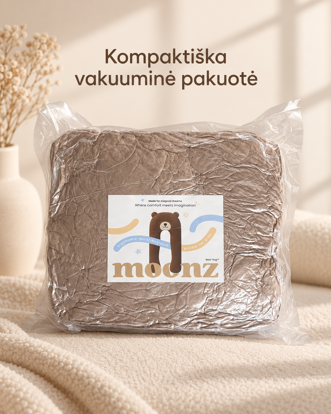 MOONZ Bear Hug multifunkcinė U formos viso kūno pagalvė vaikams