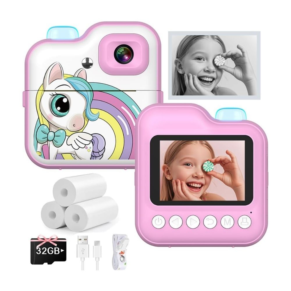 Momentinis fotoaparatas vaikams Happy Unicorn Pink