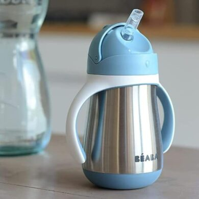 BEABA metalinė beišsiliejanti gertuvė su šiaudeliu 250 ml Windy Blue