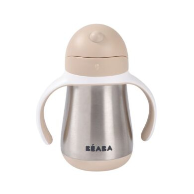 BEABA metalinė neišsiliejanti gertuvė su šiaudeliu 250 ml Clay