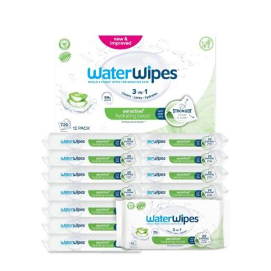 WaterWipes drėgnos servetėlės SENSITIVE + 720 vnt. (12 pak. x 60 vnt.)