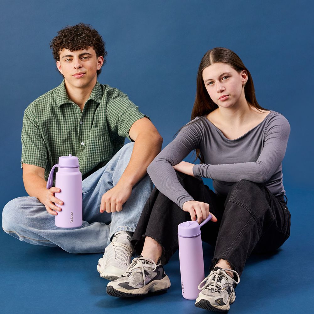 B.BOX plieninė termo gertuvė su šiaudeliu Lilac Love 690 ml