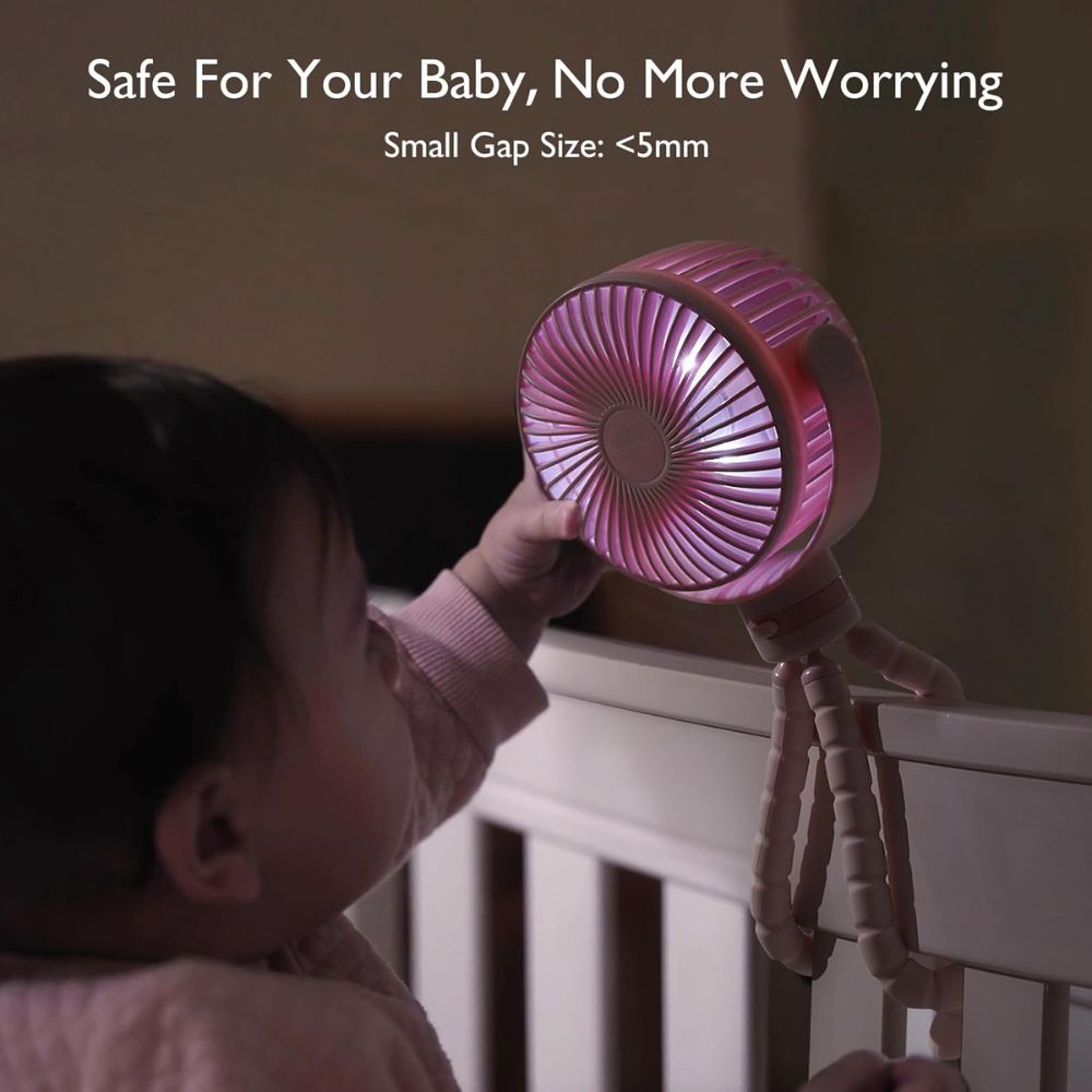 Momcozy nešiojamas vežimėlio ventiliatorius Pink