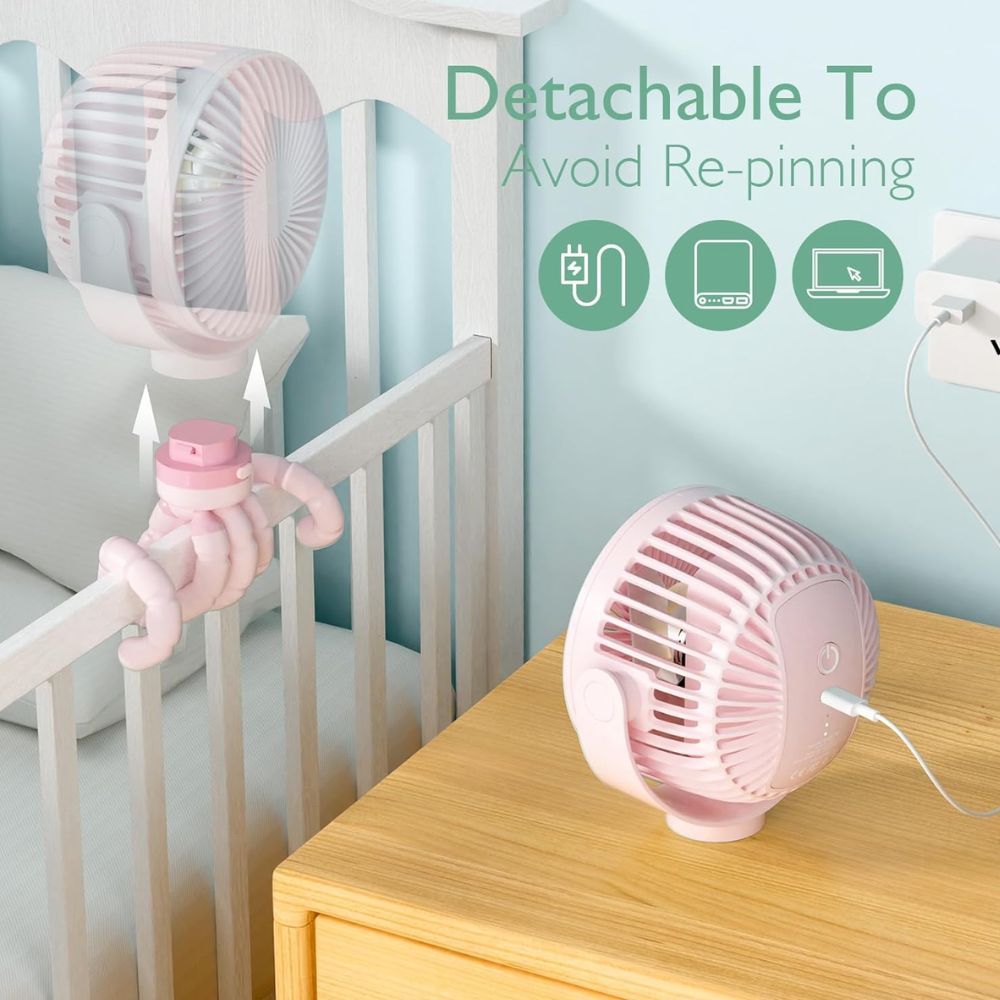 Momcozy nešiojamas vežimėlio ventiliatorius Pink