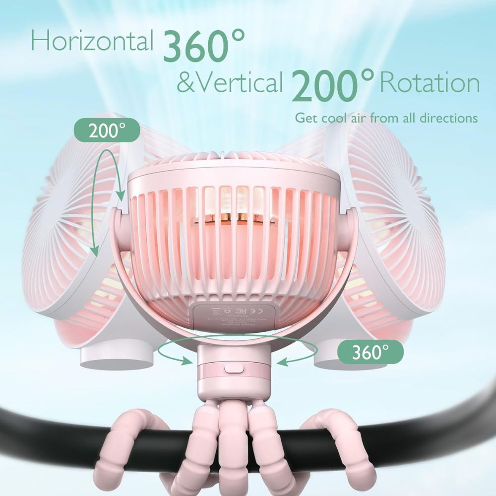 Momcozy nešiojamas vežimėlio ventiliatorius Pink