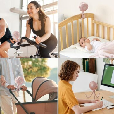 Momcozy nešiojamas vežimėlio ventiliatorius Pink