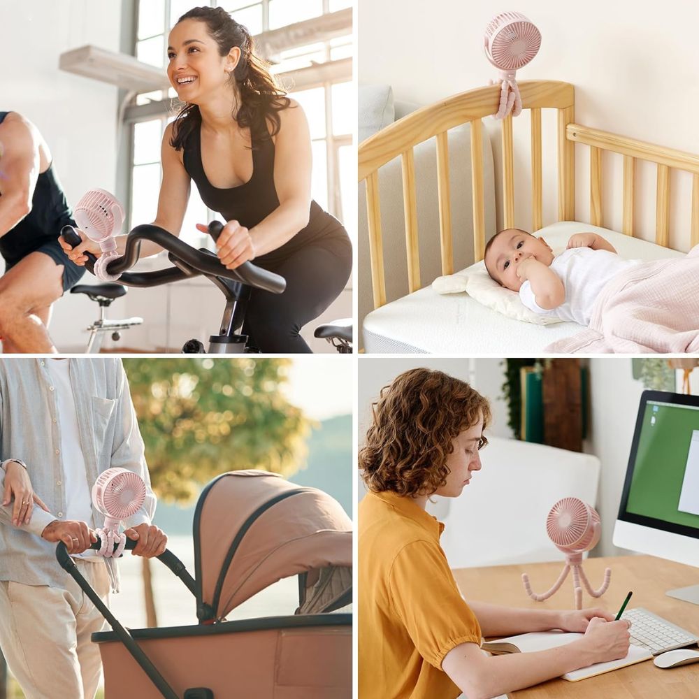 Momcozy nešiojamas vežimėlio ventiliatorius Pink