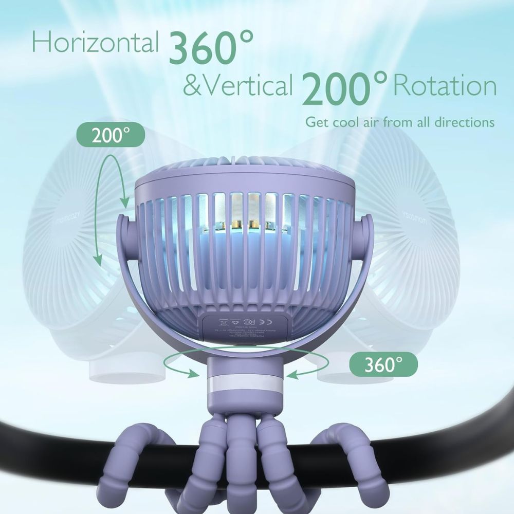 Momcozy nešiojamas vežimėlio ventiliatorius Purple