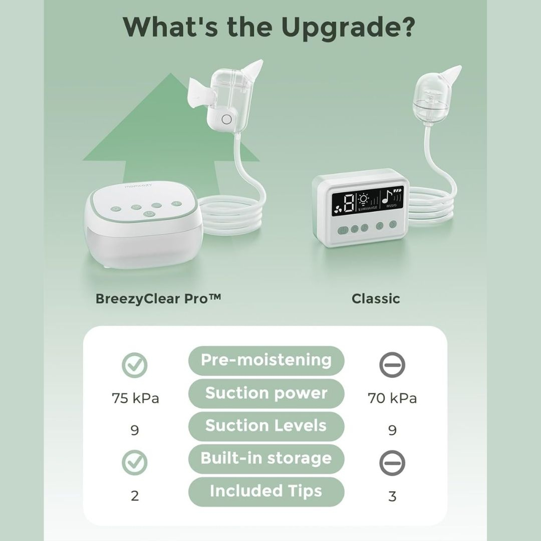 MOMCOZY galingas nosies aspiratorius kūdikiams Breezyclear Pro su drėkinimo funkcija