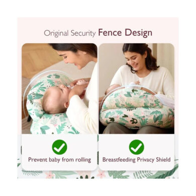 MOMCOZY prisitaikanti maitinimo pagalvė su dirželiu Green Leaves