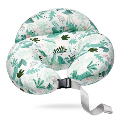 MOMCOZY prisitaikanti maitinimo pagalvė su dirželiu Green Leaves