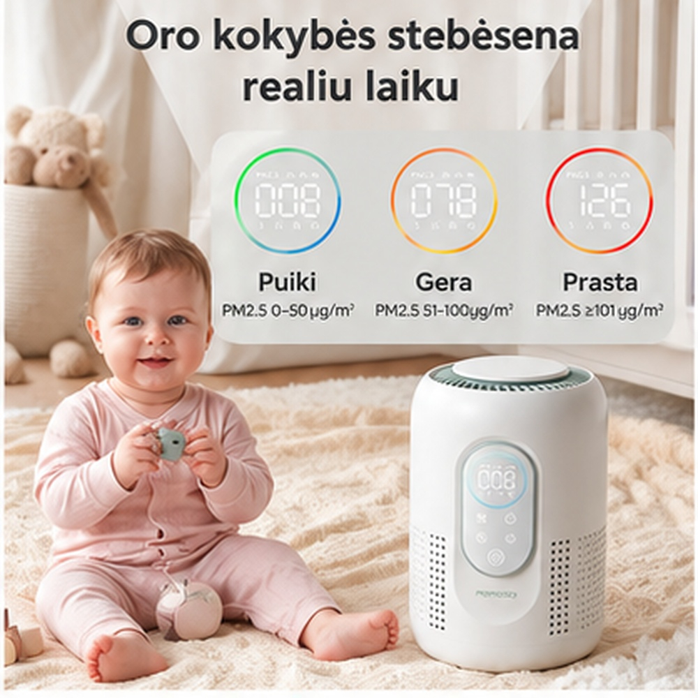 Momcozy CozyBreath kūdikio kambario oro valytuvas su H13 HEPA filtru