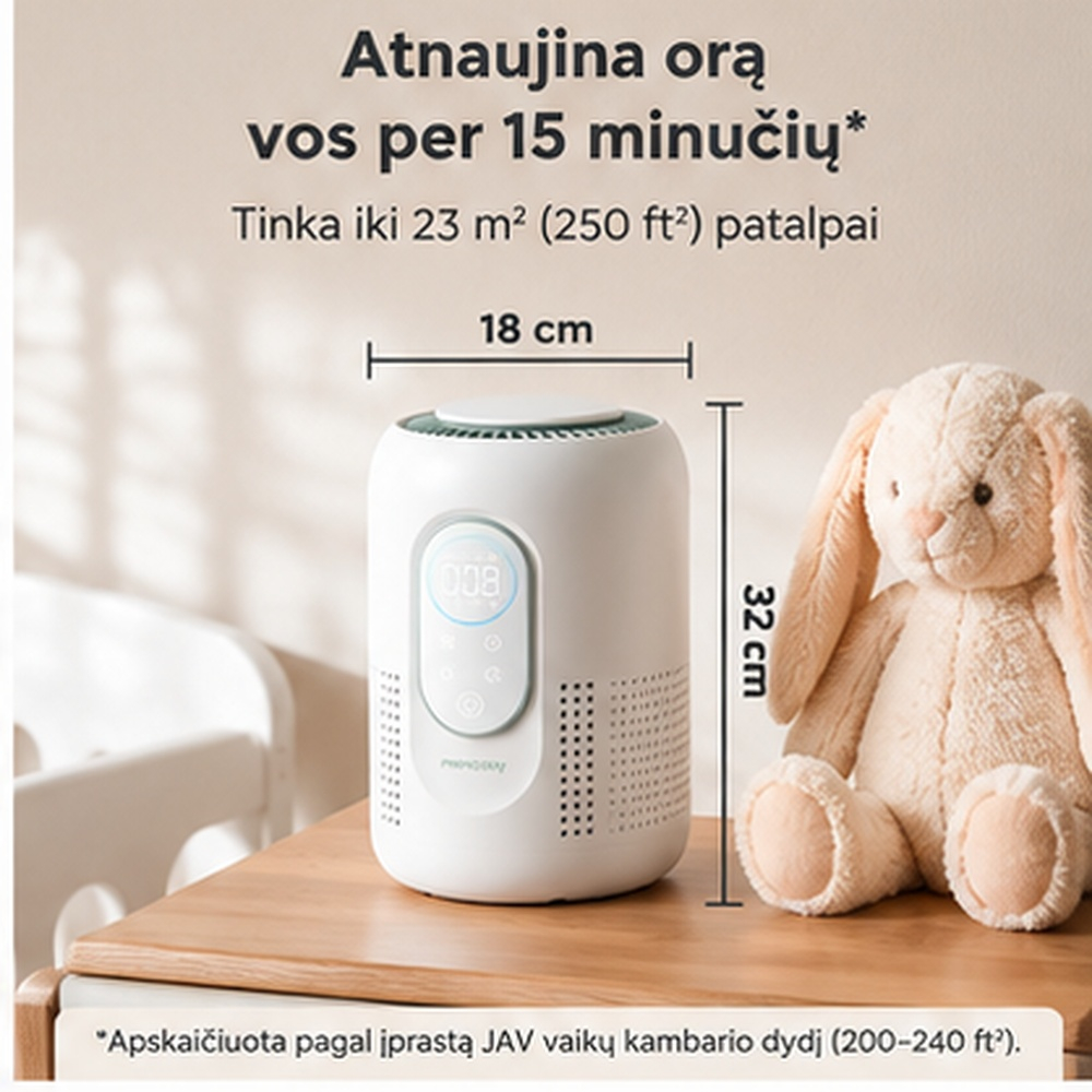 Momcozy CozyBreath kūdikio kambario oro valytuvas su H13 HEPA filtru