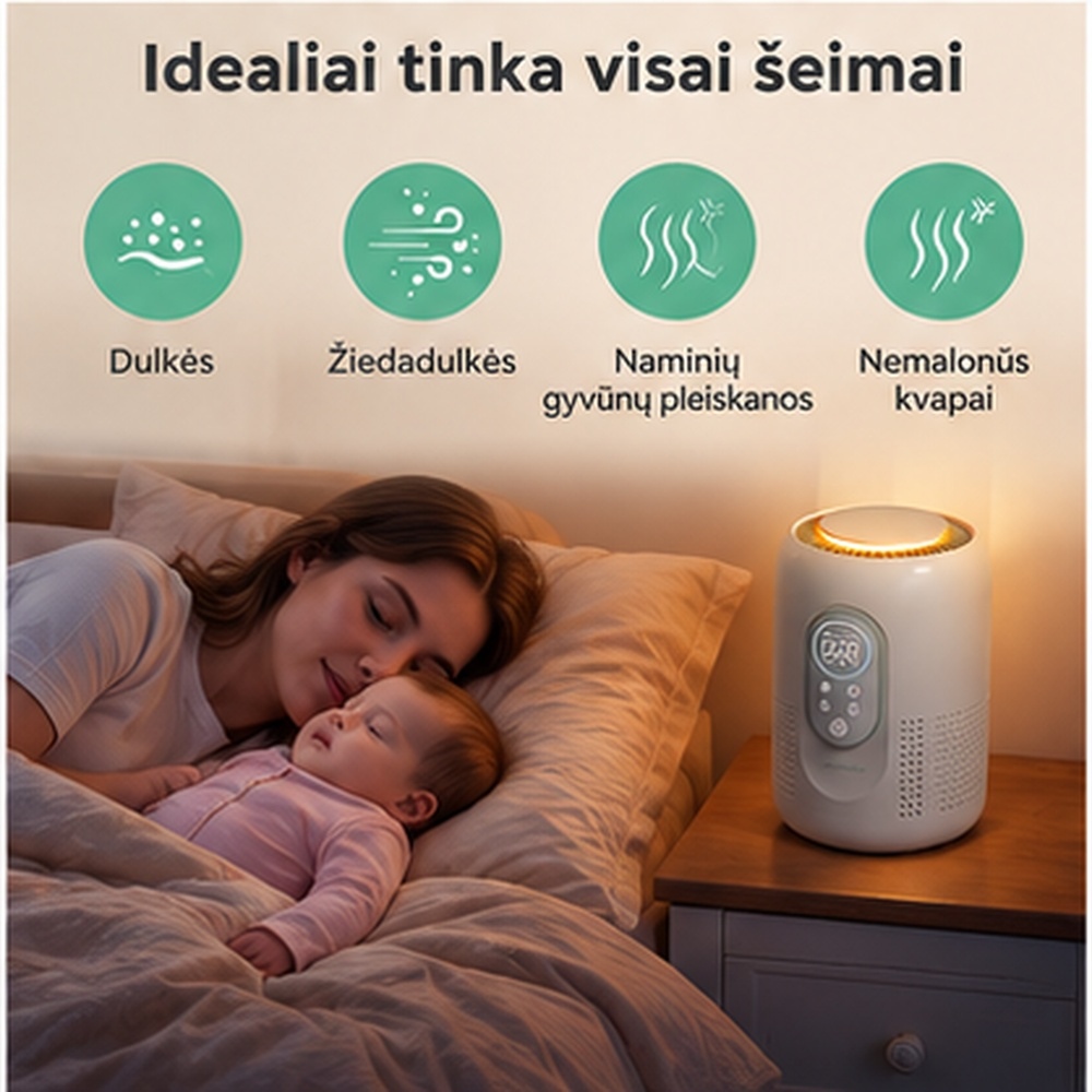 Momcozy CozyBreath kūdikio kambario oro valytuvas su H13 HEPA filtru