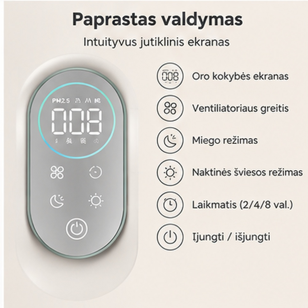 Momcozy CozyBreath kūdikio kambario oro valytuvas su H13 HEPA filtru