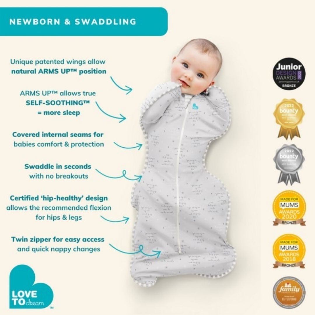 LOVE TO DREAM vystymo miegmaišis Swaddle UP White Dreamer - Small