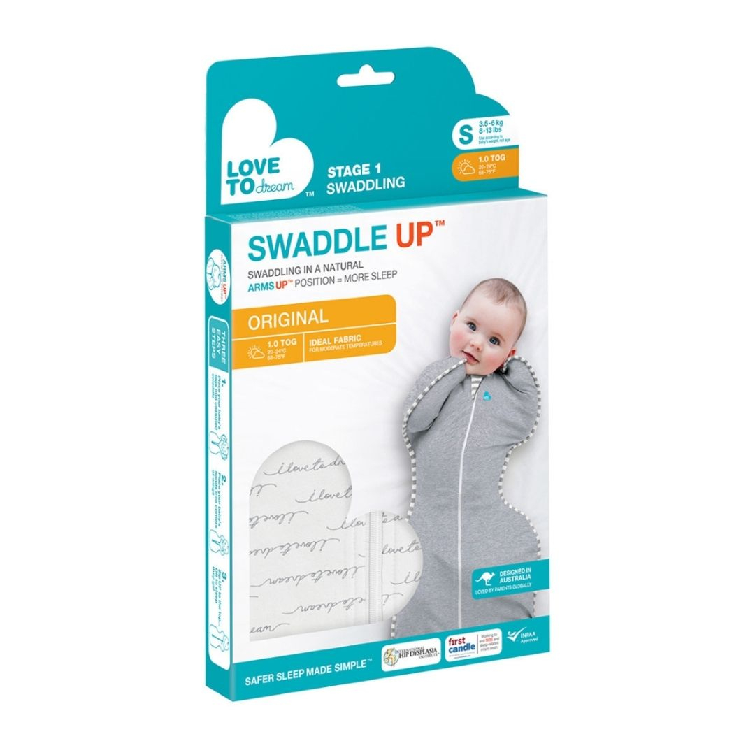 LOVE TO DREAM vystymo miegmaišis Swaddle UP White Dreamer - Small