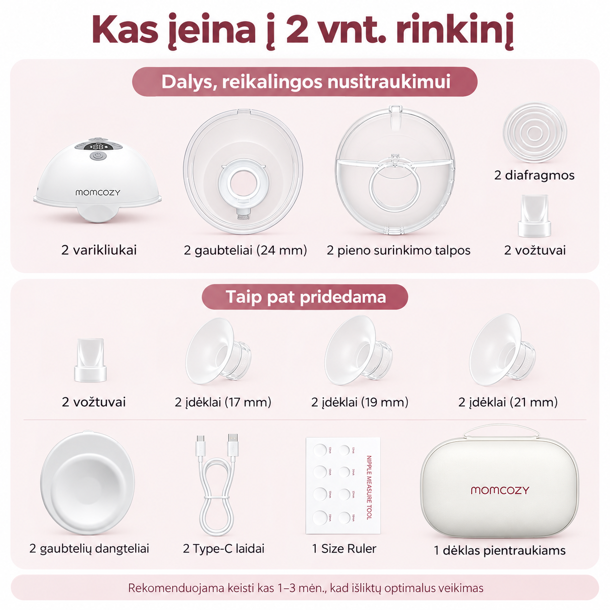 MOMCOZY M5 Smart dvigubas belaidis pientraukis su programėle