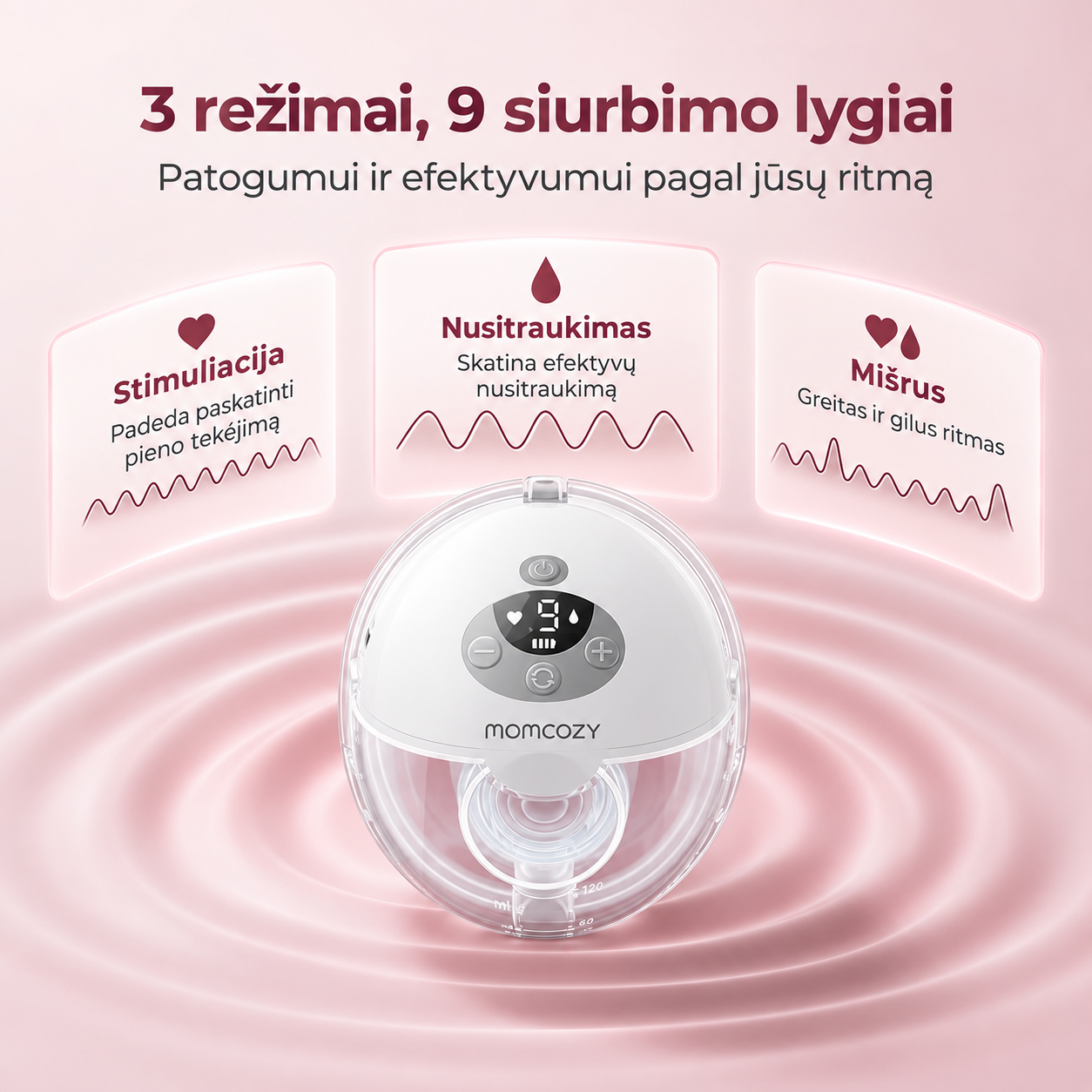 MOMCOZY M5 Smart dvigubas belaidis pientraukis su programėle
