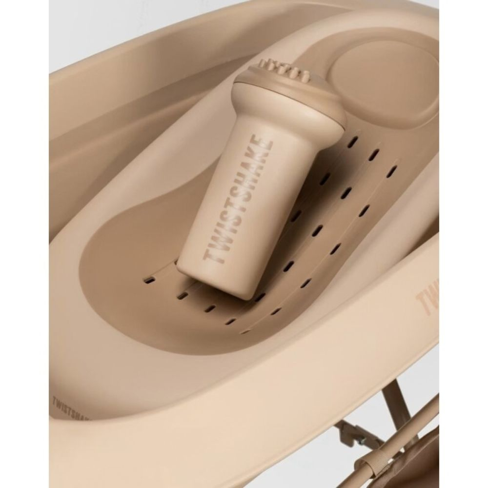 Twistshake Luxury Bath Kit sulankstoma kūdikio vonelė su stovu ir gultuku, Mocha