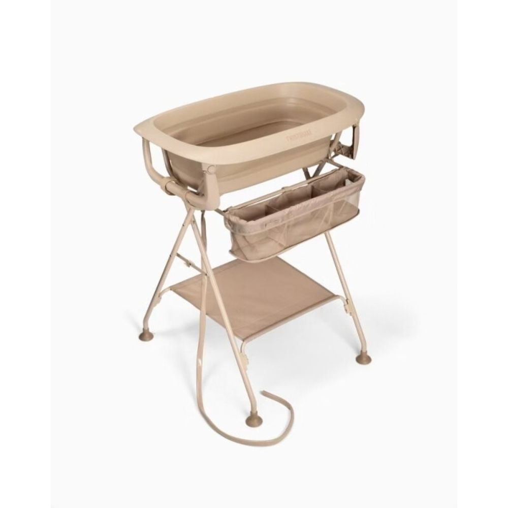Twistshake Luxury Bath Kit sulankstoma kūdikio vonelė su stovu ir gultuku, Mocha