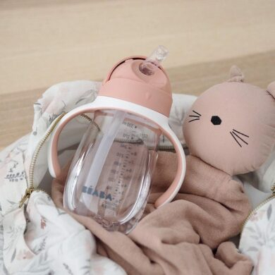 BEABA gertuvė su šiaudeliu 300 ml Old Pink