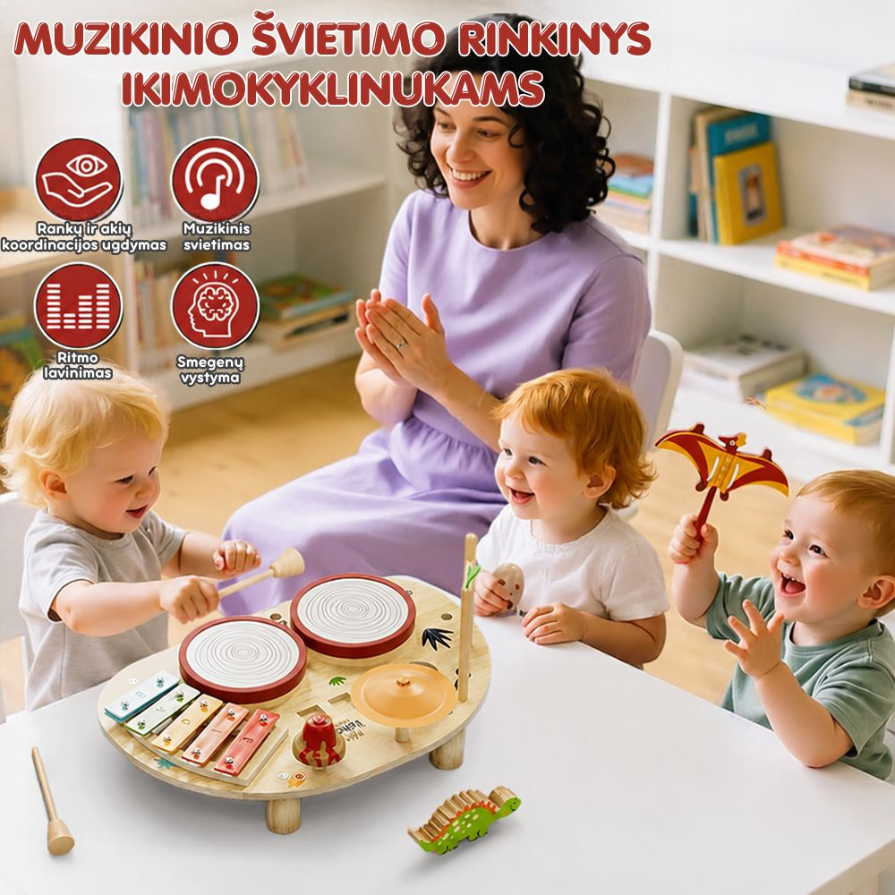 Lehoo Castle Montessori medinis muzikinis žaislas 8in1