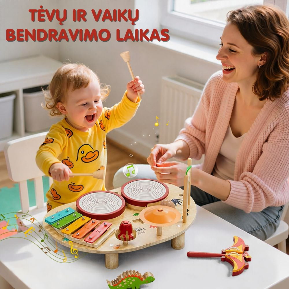 Lehoo Castle Montessori medinis muzikinis žaislas 8in1