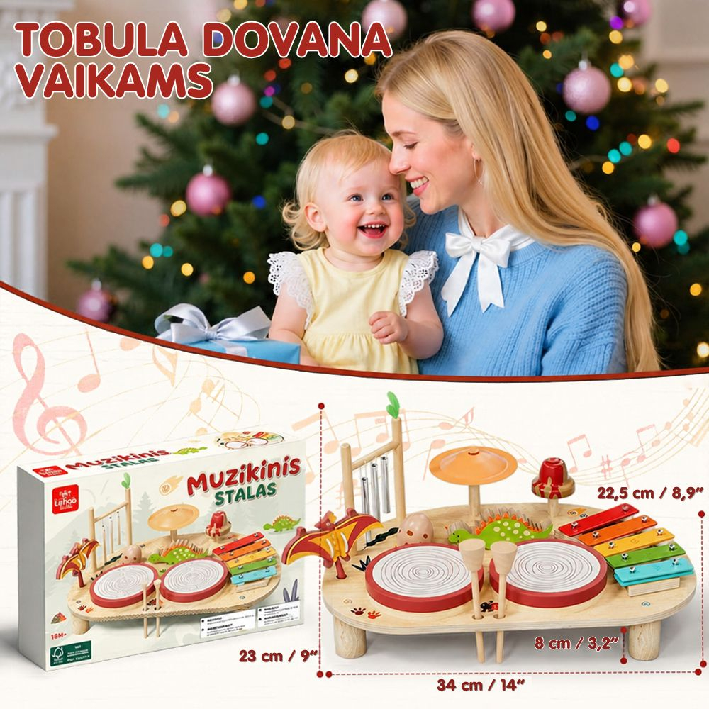 Lehoo Castle Montessori medinis muzikinis žaislas 8in1