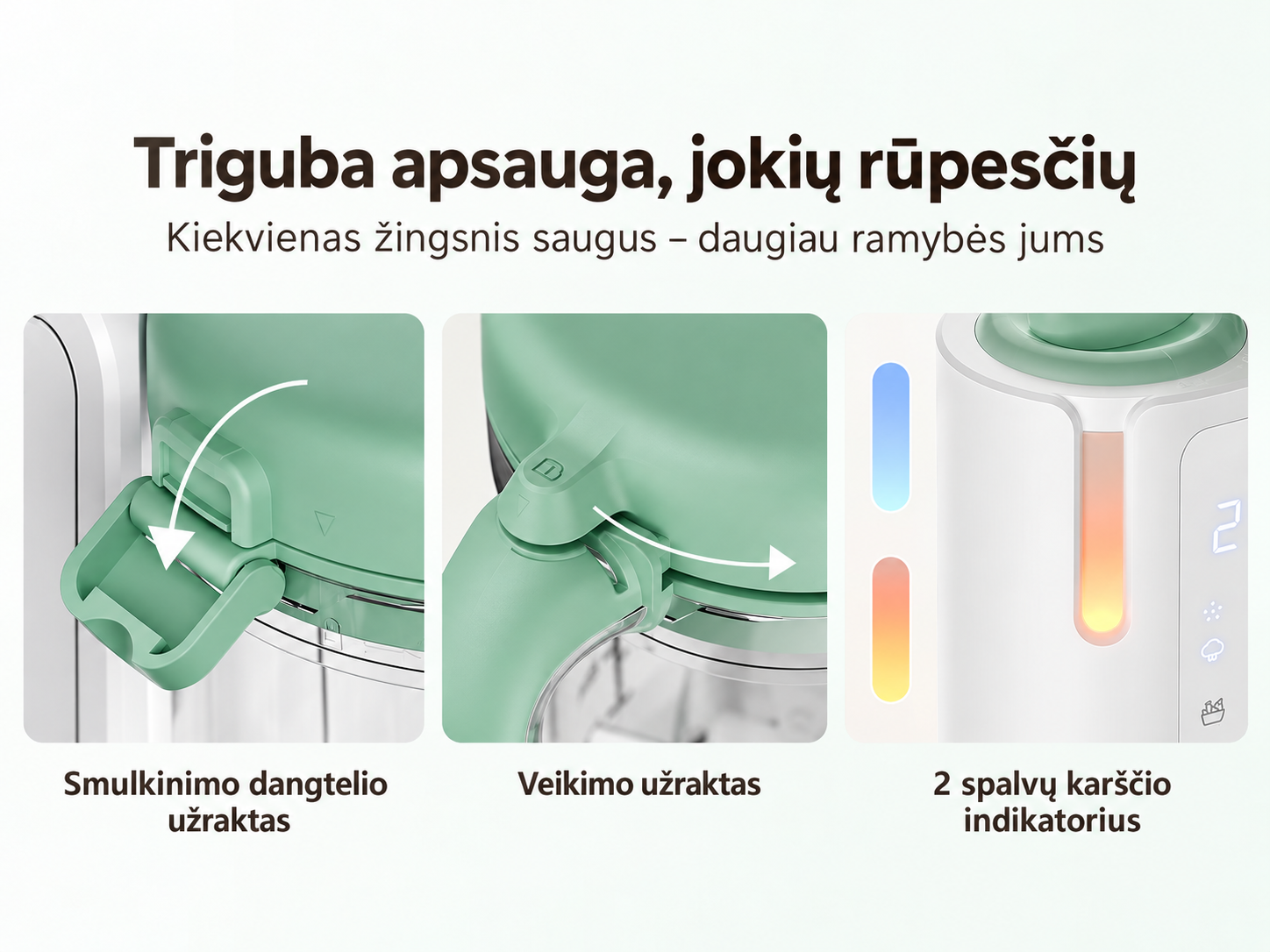 MOMCOZY AutoMeal garintuvas trintuvas kūdikių maistui 2in1 su automatiniu valymu