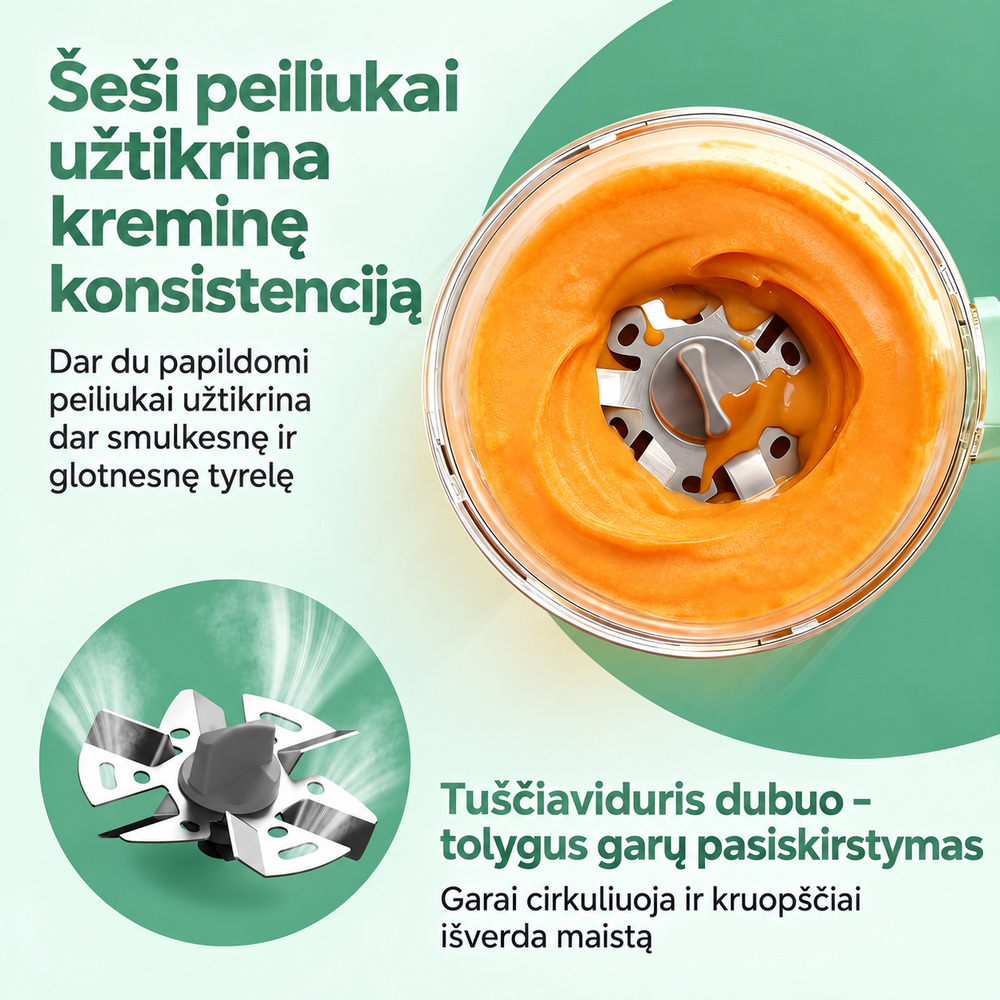 MOMCOZY AutoMeal garintuvas trintuvas kūdikių maistui 2in1 su automatiniu valymu
