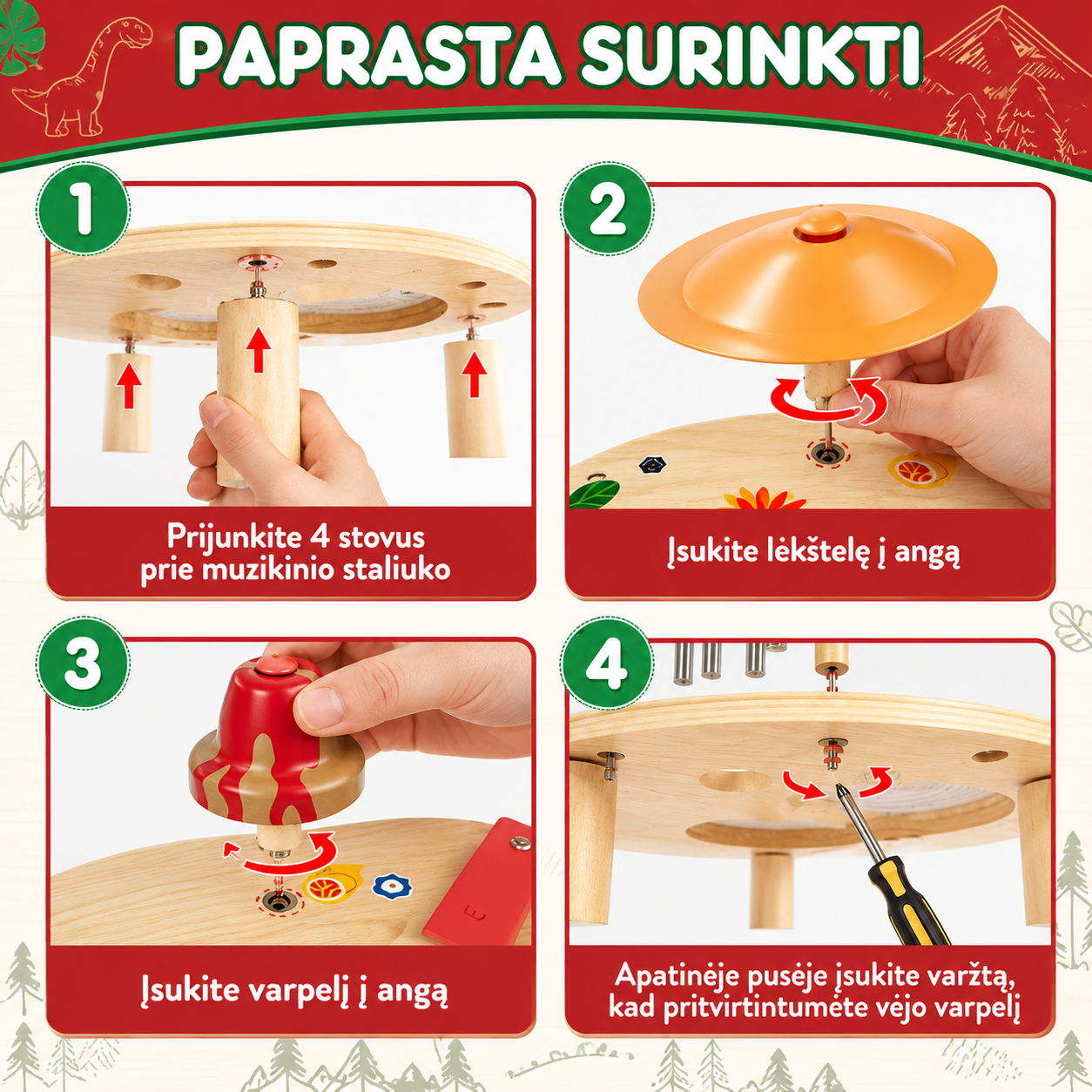 Lehoo Castle Montessori medinis muzikinis žaislas 8in1