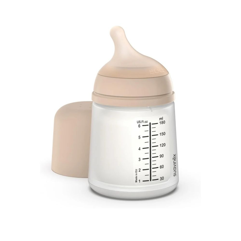 SUAVINEX Zero Zero antikolikinis buteliukas su reguliuojamos srovės žinduku, 180 ml, Light