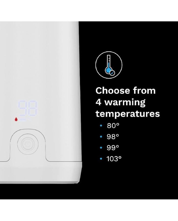 Baby Brezza SuperFast šildytuvo valdymo mygtukas ir temperatūros režimų rodymas