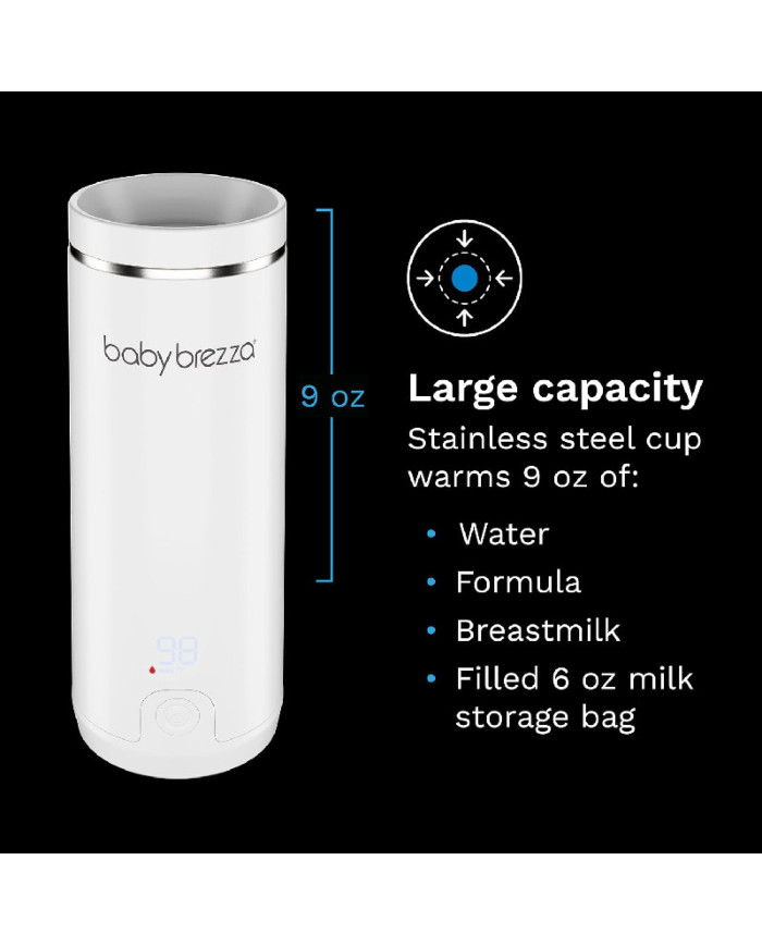 Baltas Baby Brezza SuperFast šildytuvas su nerūdijančio plieno 270 ml indeliu
