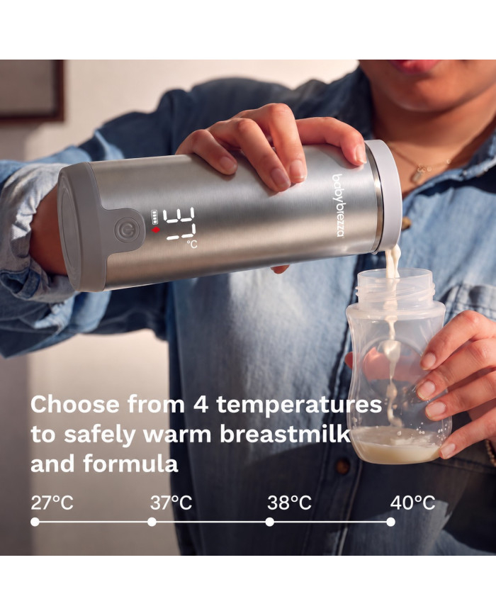 Baby Brezza šildytuvas su 37 °C rodmeniu ir keturiais temperatūros režimais