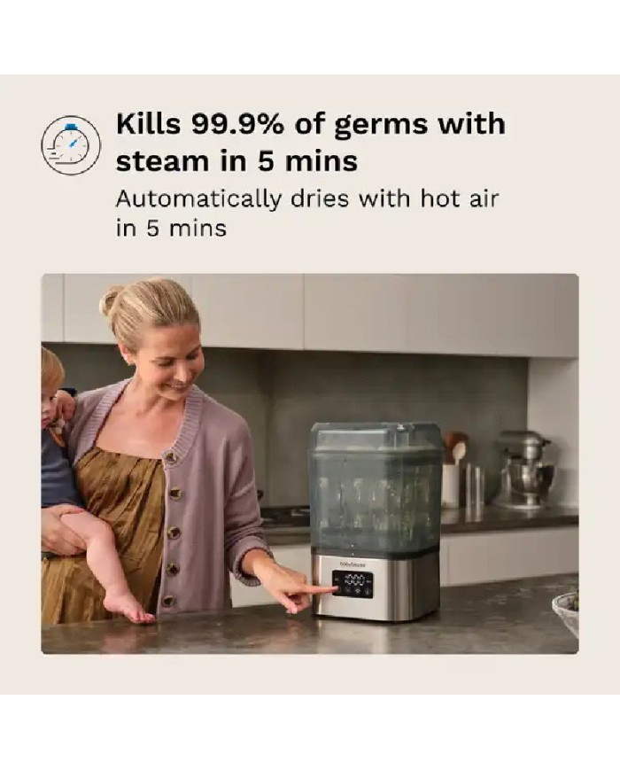 Baby Brezza sterilizatorius-džiovintuvas SuperQuick, nerūdijančio plieno
